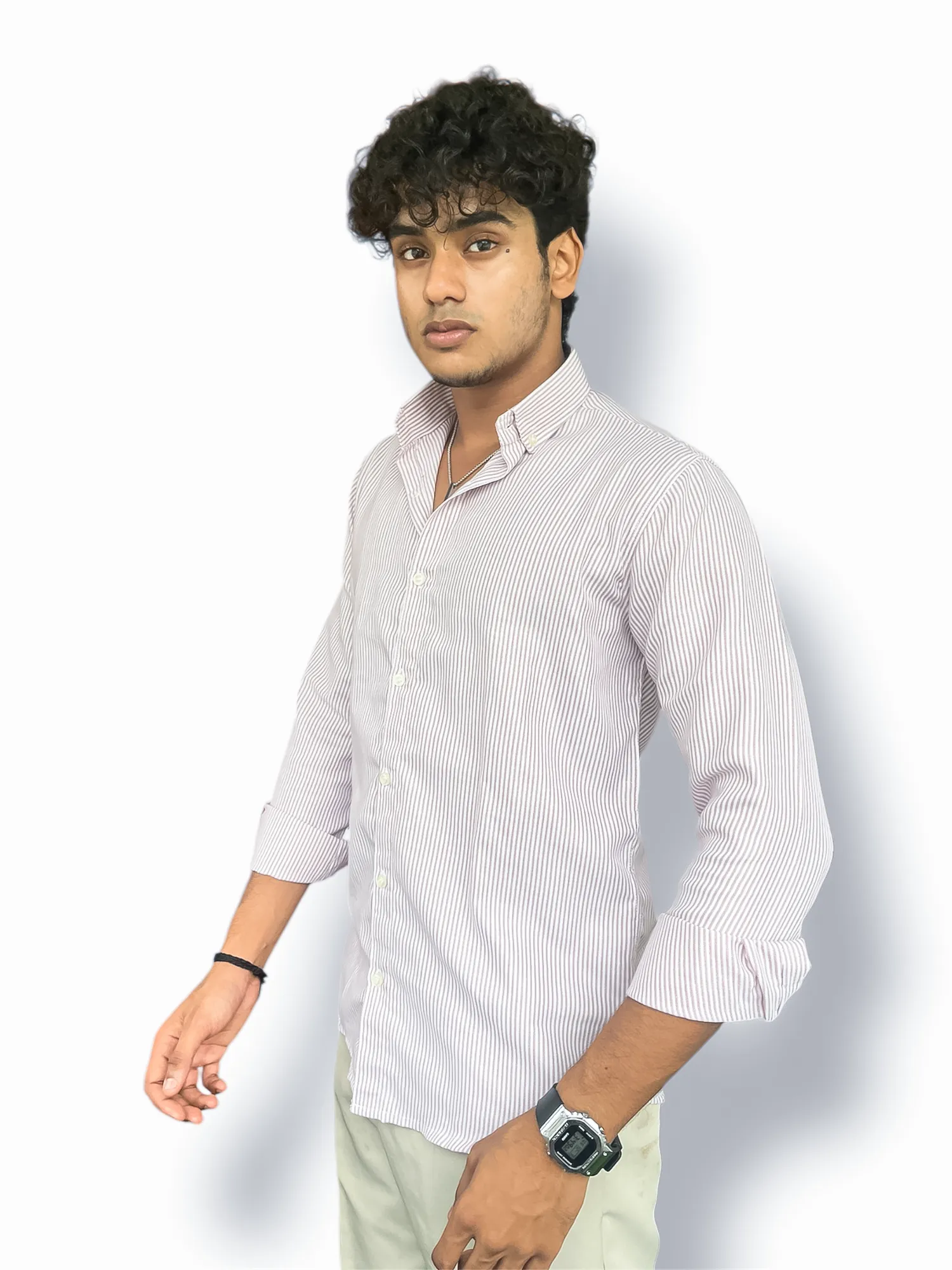 Oxford Full-Hand Shirt – Pink & White Stripes