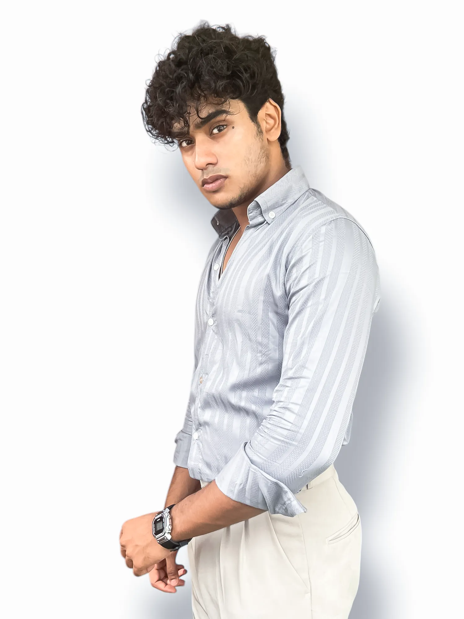 Jacquard Full-Hand Shirt – Grey | Premium Men’s Stylish Wear - Image 2