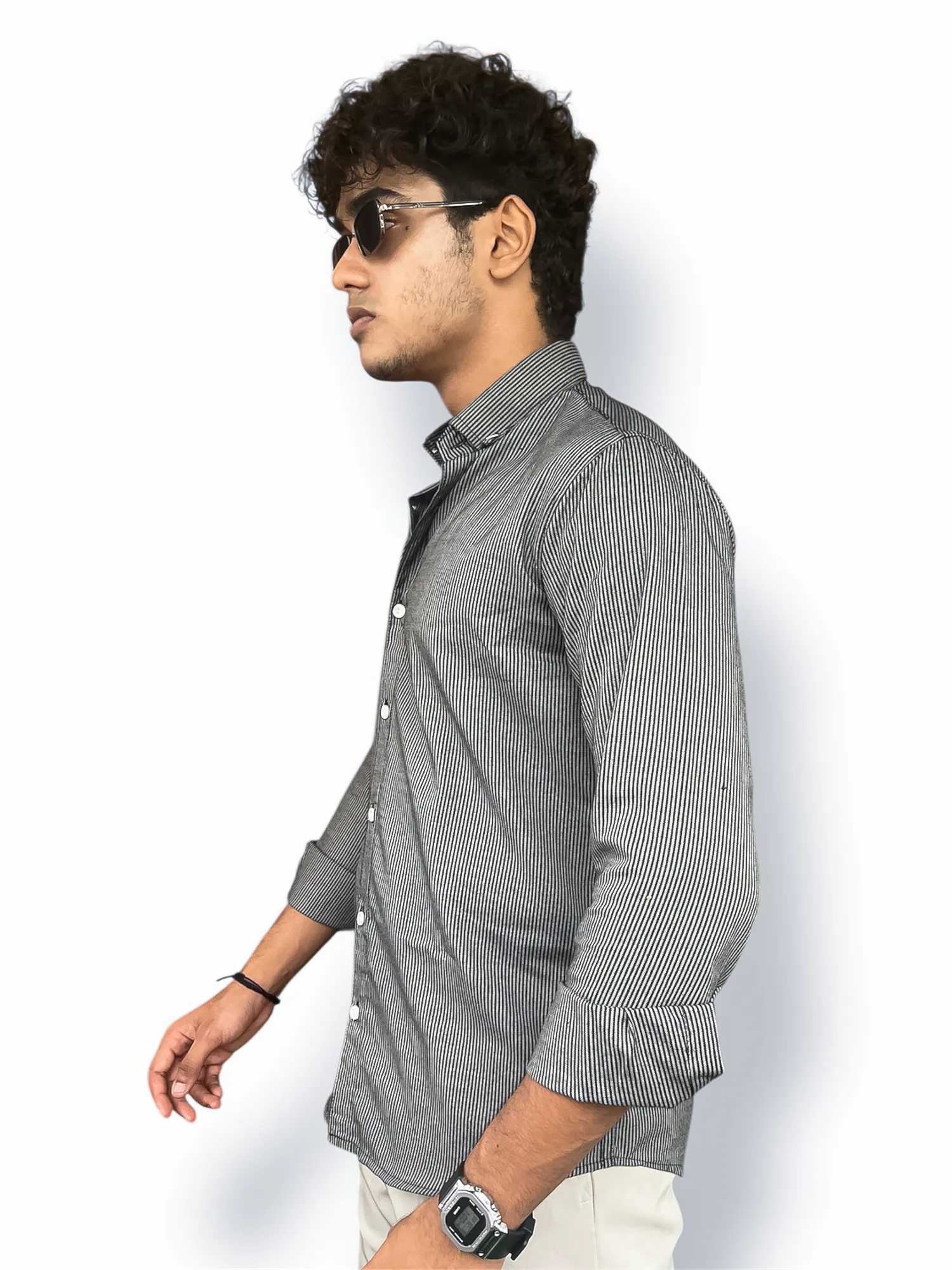 Oxford Full-Hand Shirt – Black & Grey | Premium Men’s Casual Shirt - Image 2