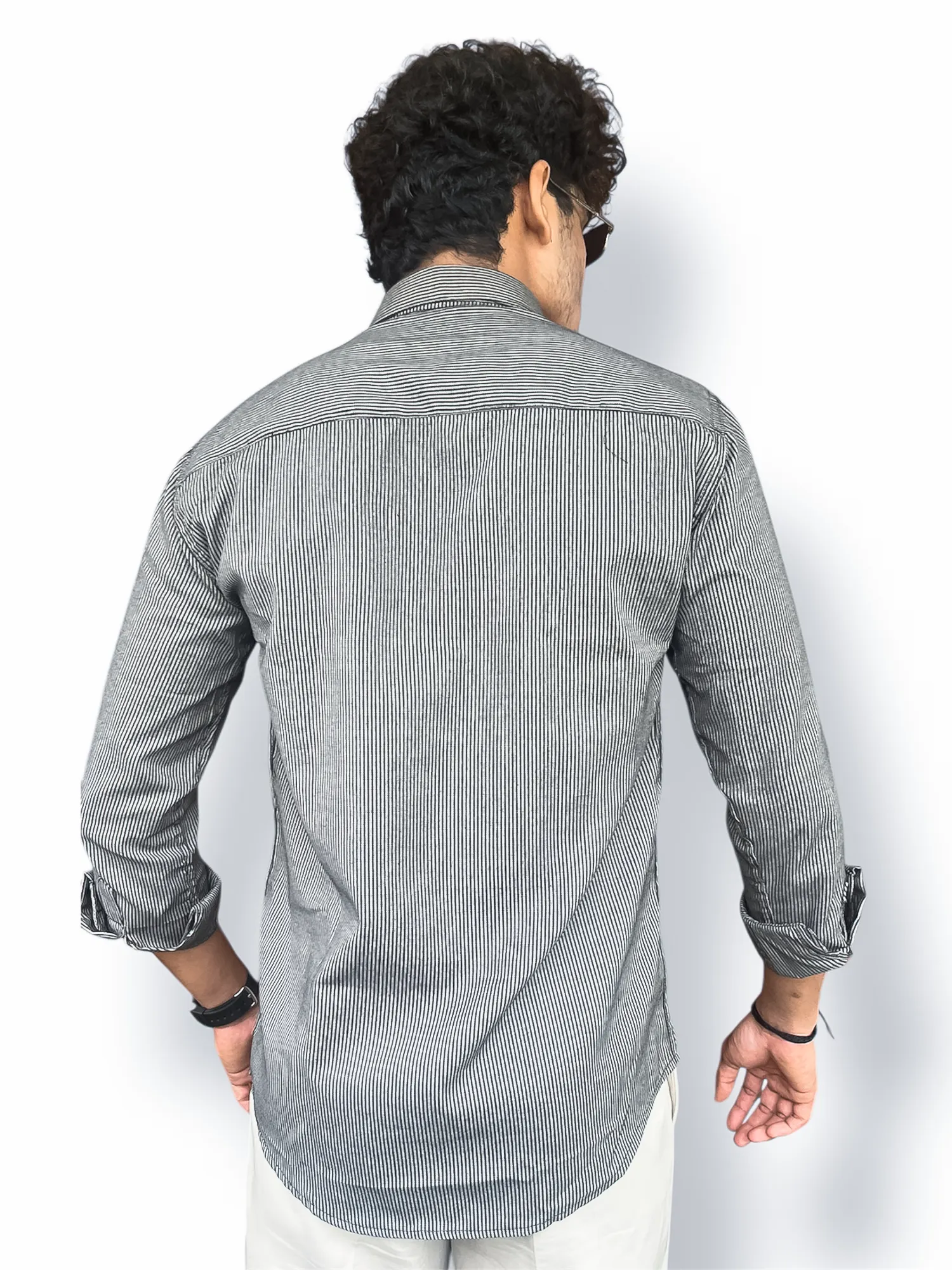 Oxford Full-Hand Shirt – Black & Grey | Premium Men’s Casual Shirt - Image 3